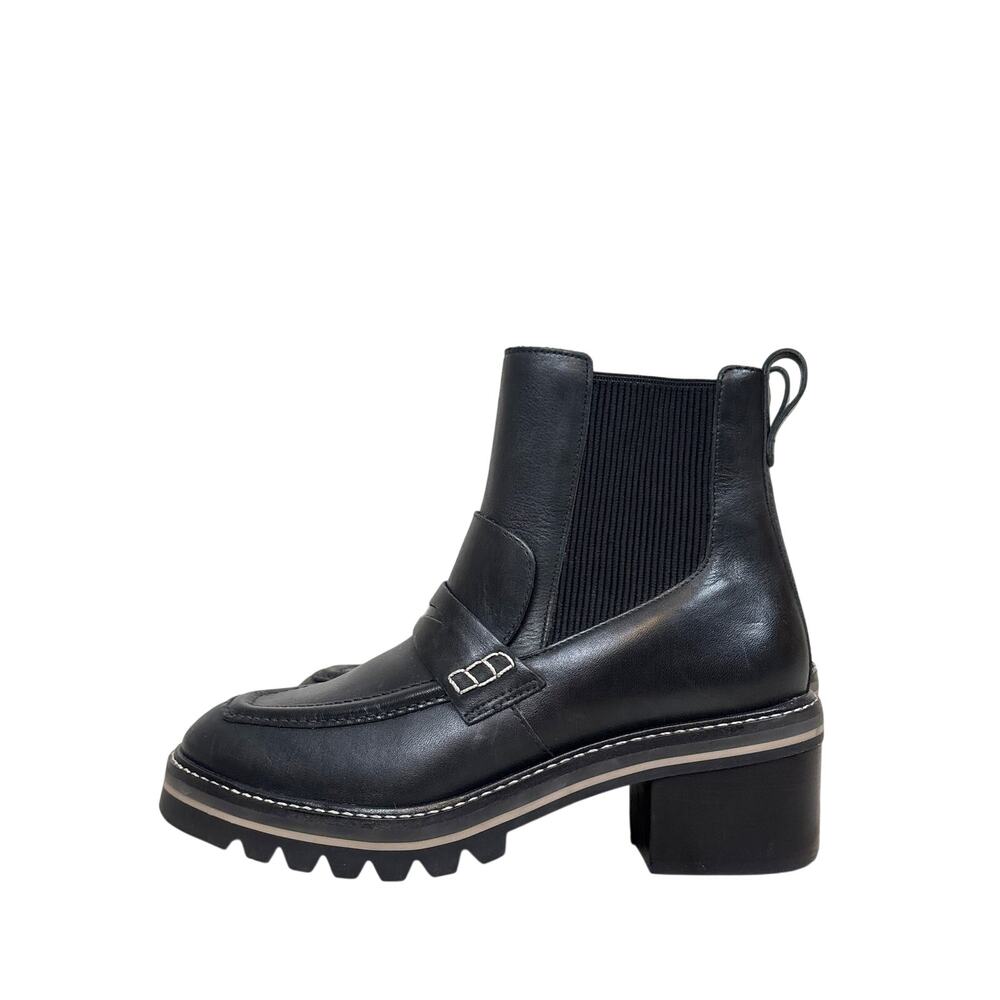 Bernardo Womens 7.5 Black Leather Somers Loafer Chelsea Ankle Boot Luxe